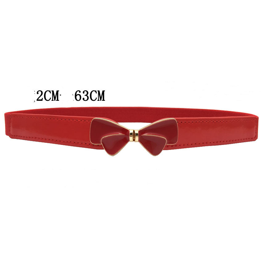 Fashion Lacquered Red And Black Thin Belt Female Decoration