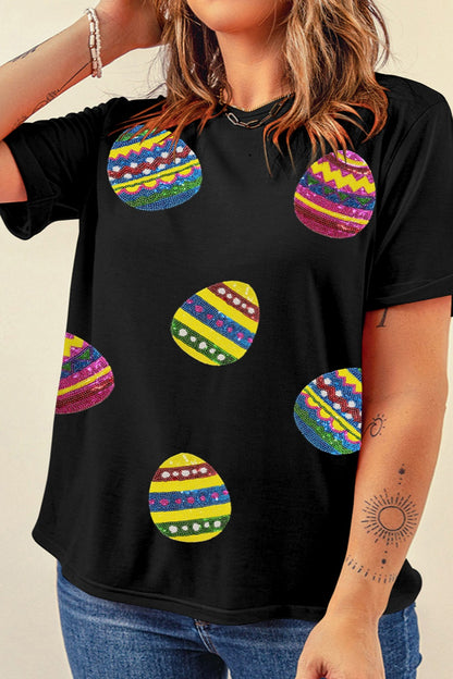 Plus Size Easter Round Neck Short Sleeve T-Shirt