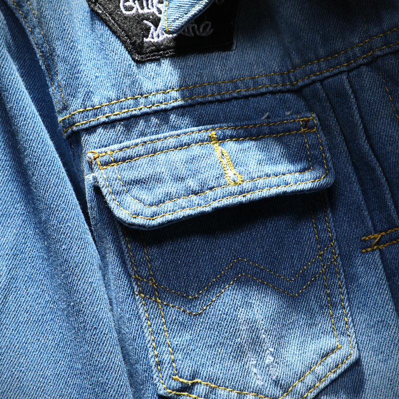 Large size denim jacket new men&
