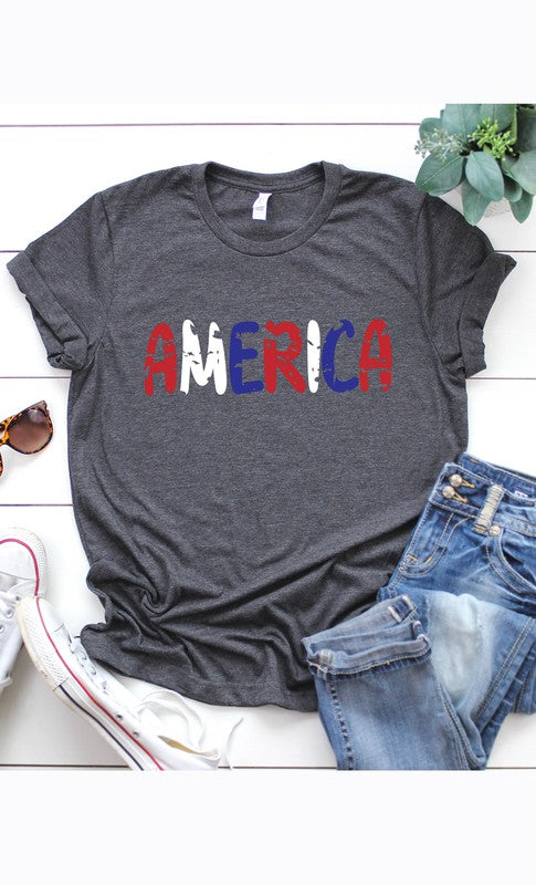 America Red White Blue Graphic Tee