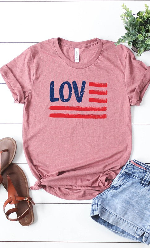 Love American Flag Plus Size Graphic Tee