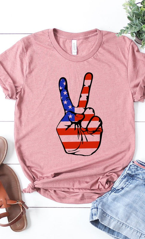 American Peace Sign Plus Size Graphic Tee