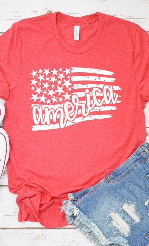 America Flag stars stripes Plus Size Graphic Tee