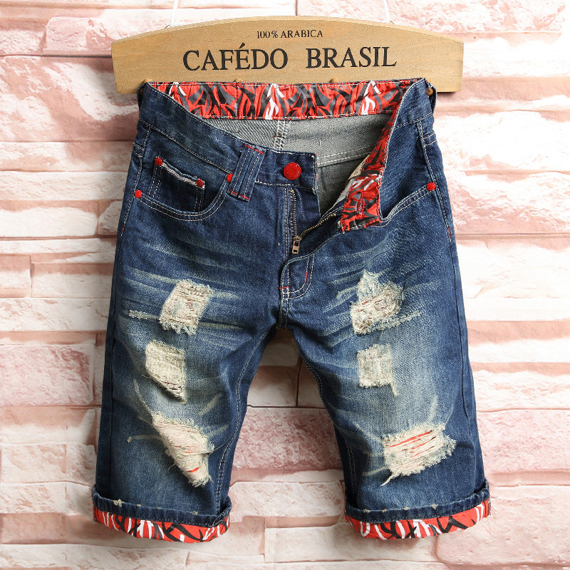Ripped Denim Shorts Men&