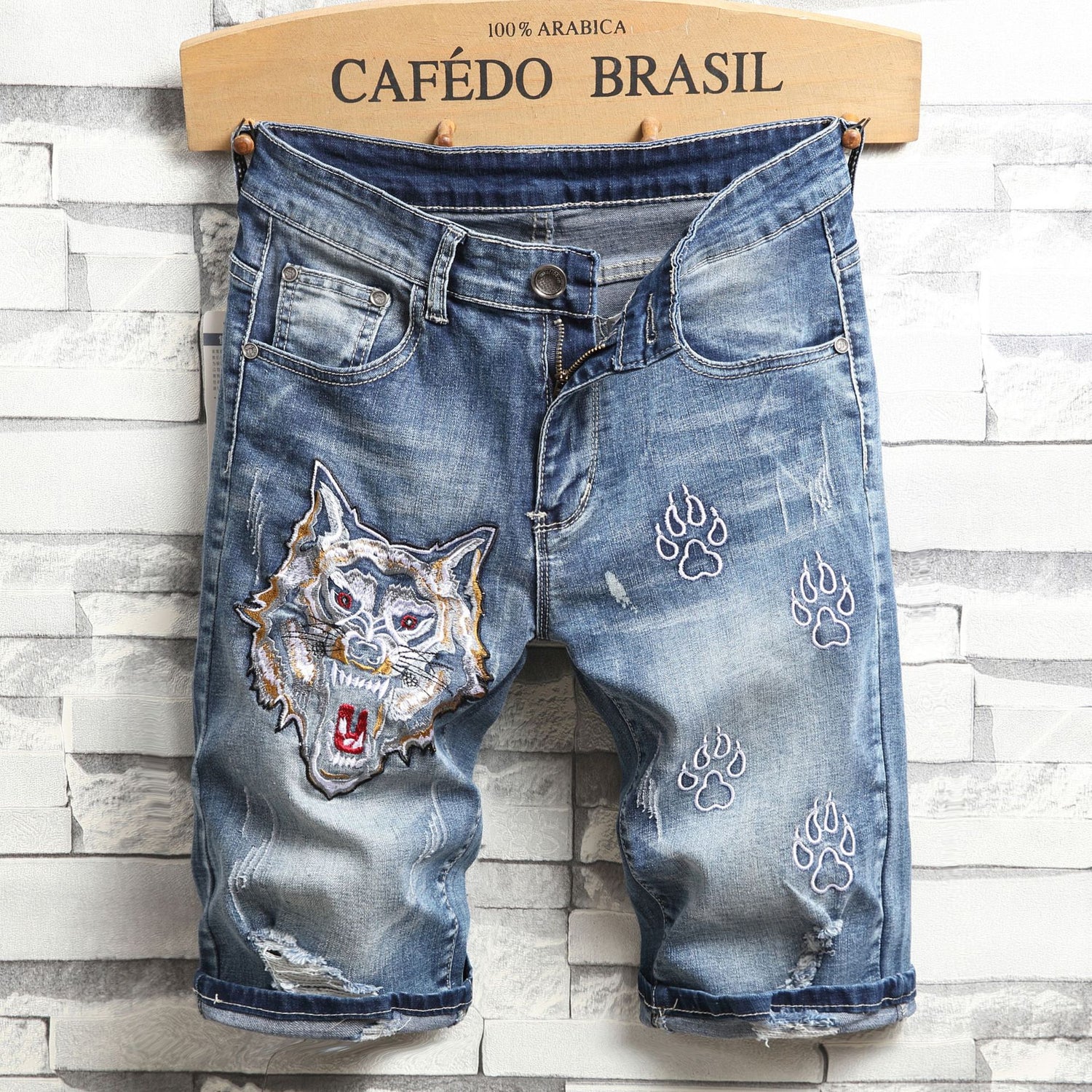Ripped Denim Shorts Men&