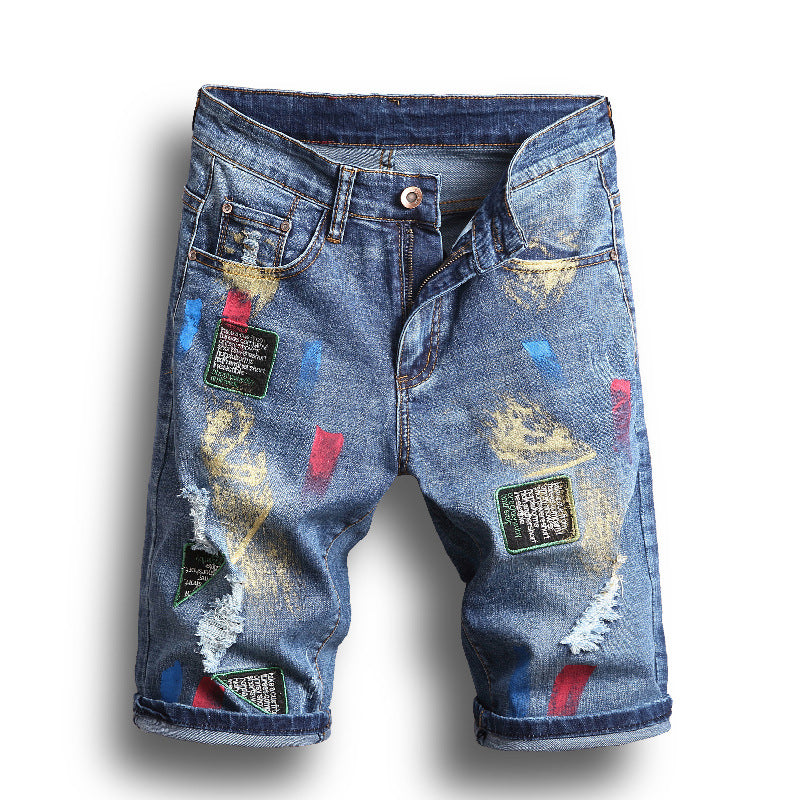 Ripped Denim Shorts Men&