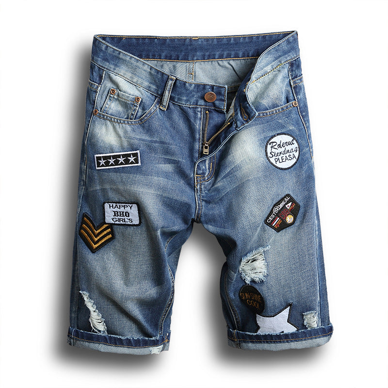 Ripped Denim Shorts Men&
