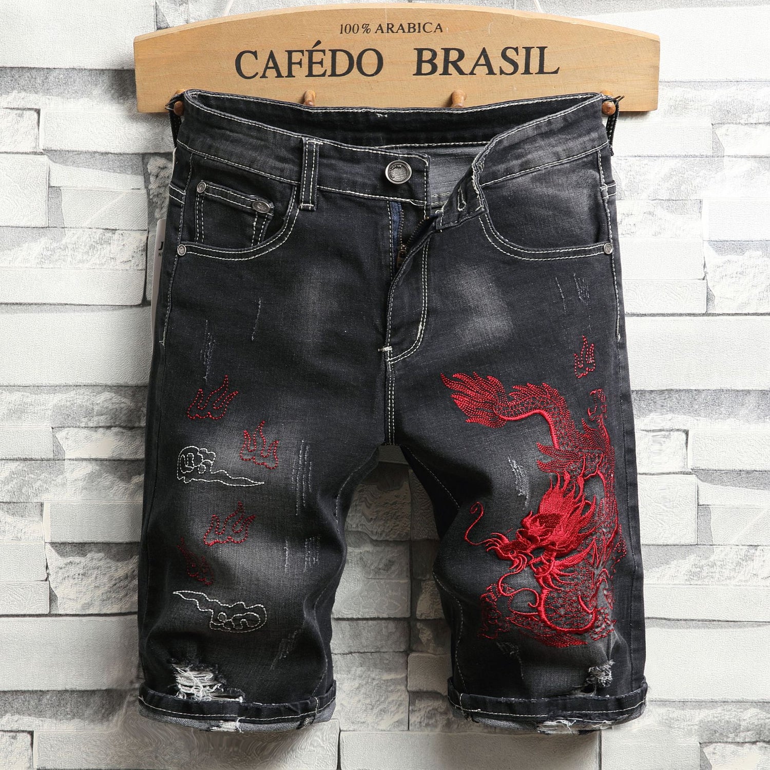 Ripped Denim Shorts Men&