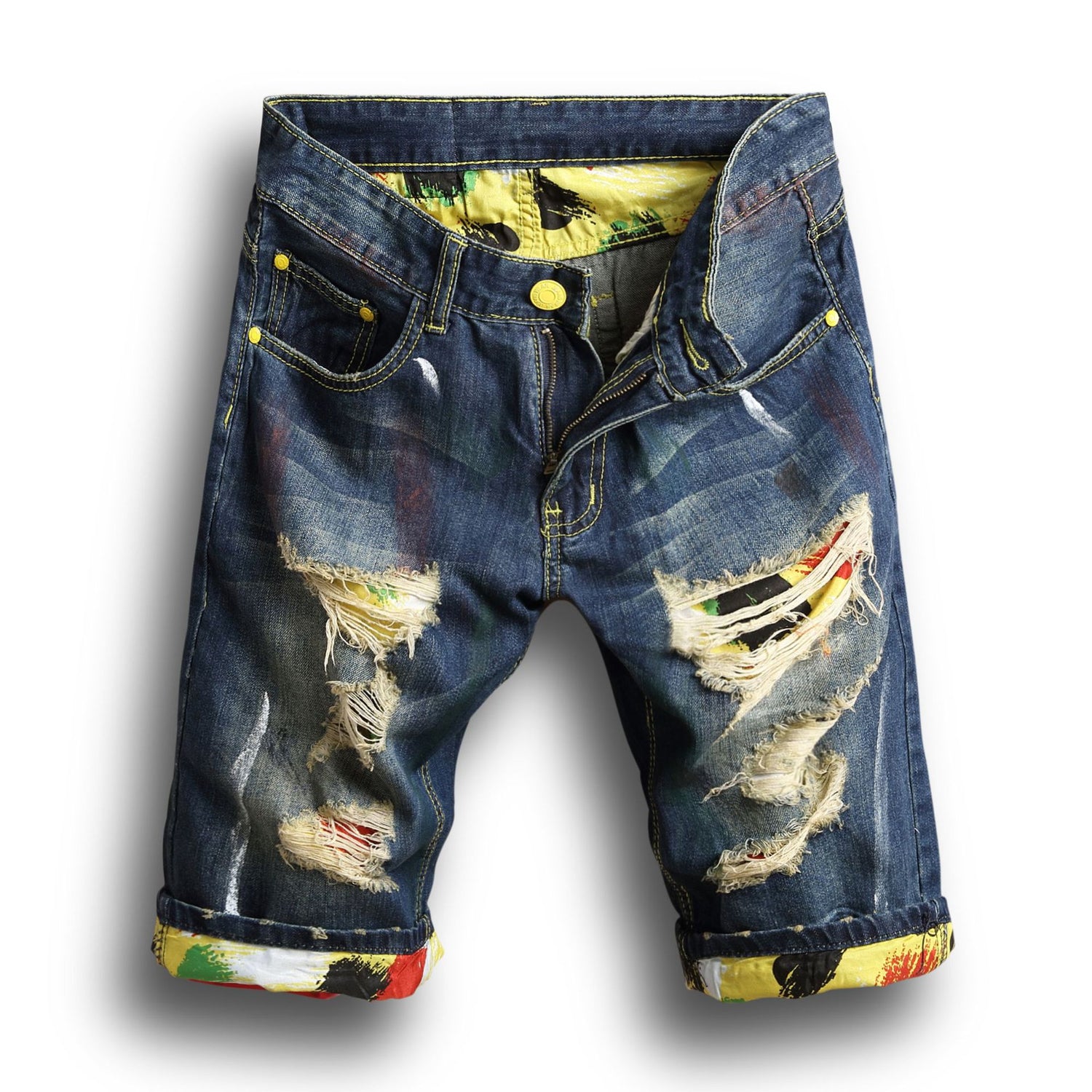 Ripped Denim Shorts Men&
