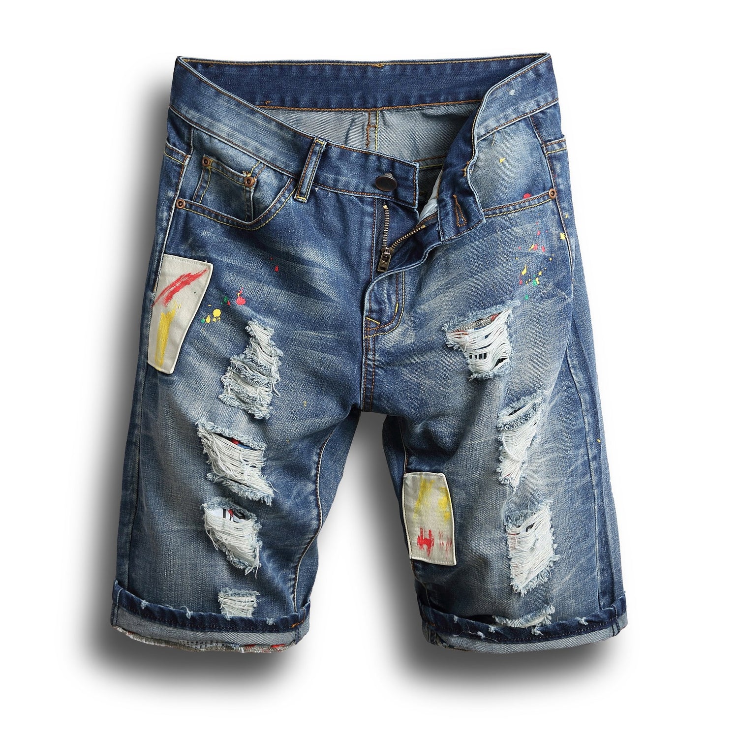 Ripped Denim Shorts Men&