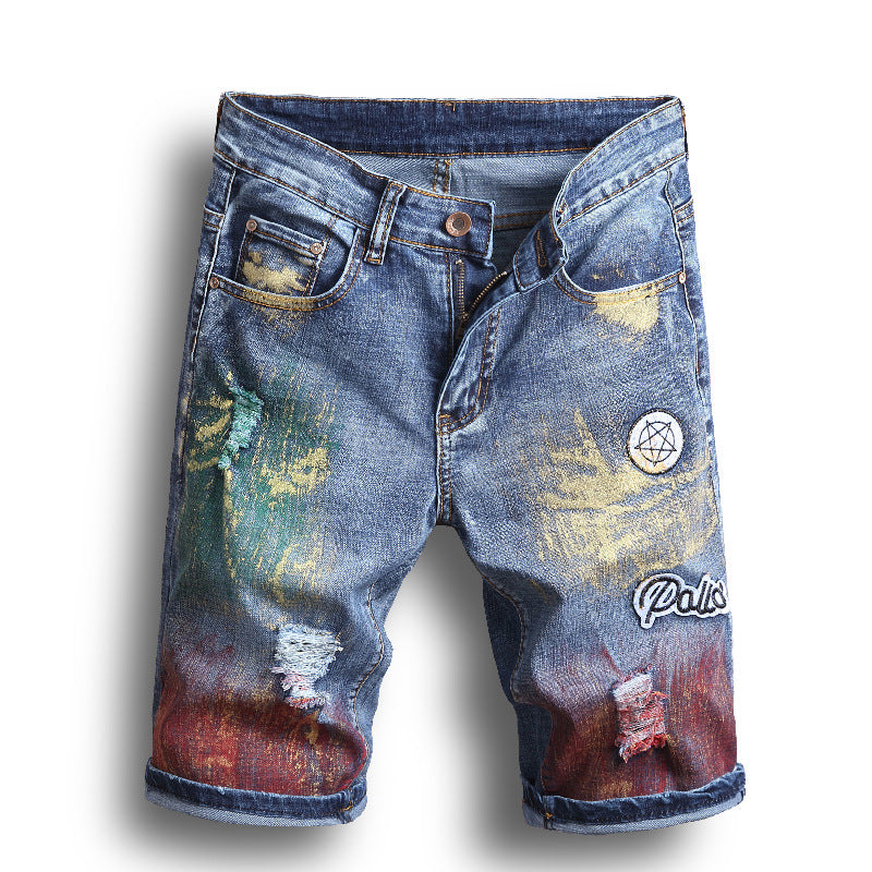 Ripped Denim Shorts Men&