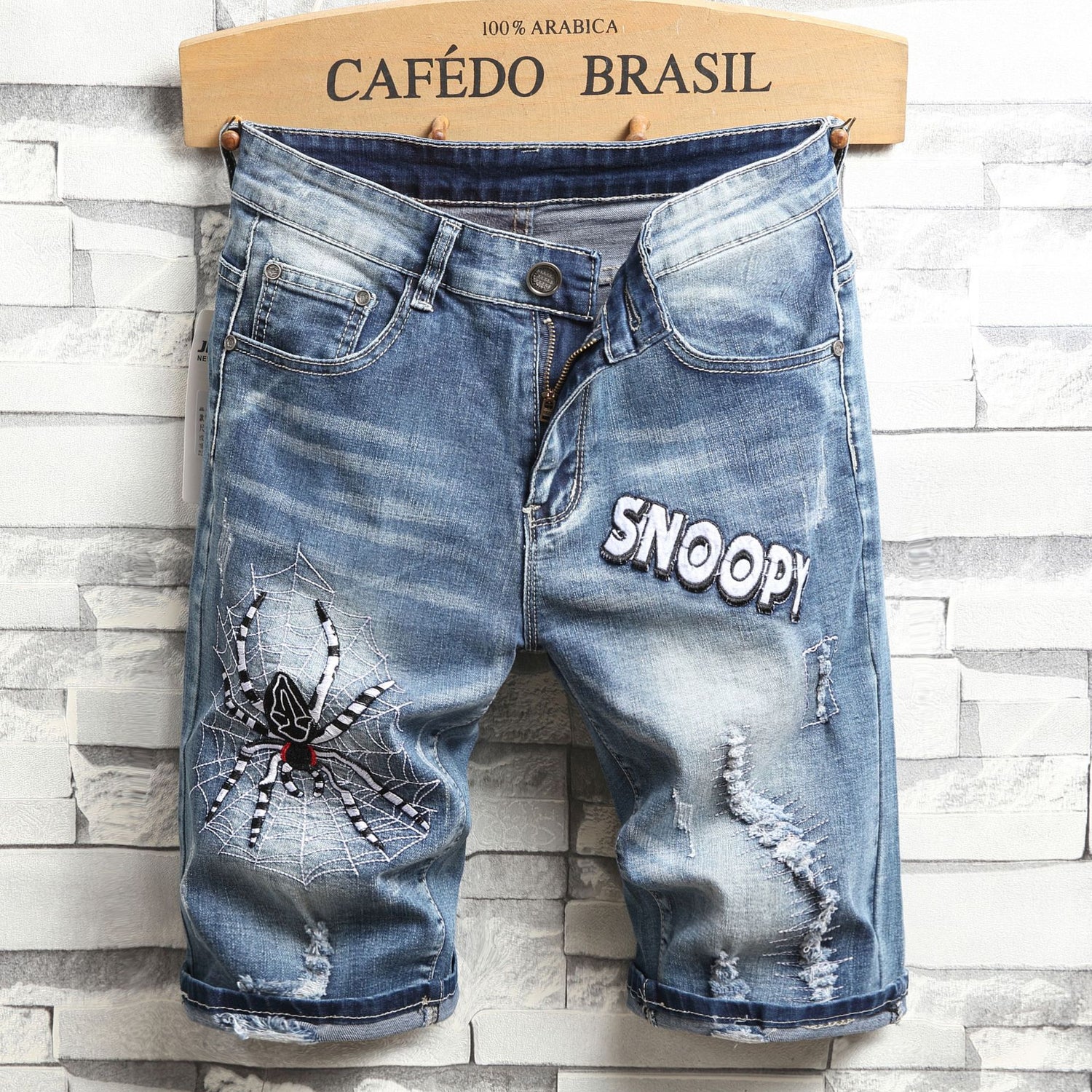 Ripped Denim Shorts Men&