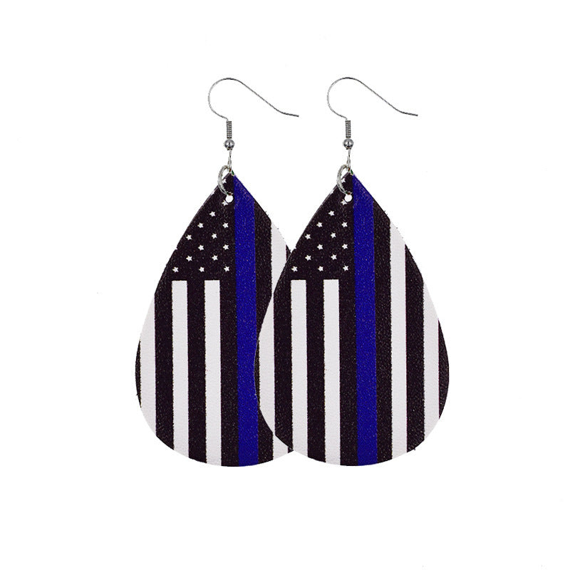 Independence Day Leather Earrings AliExpress Hot Flag Leather Earrings Factory Direct Sales