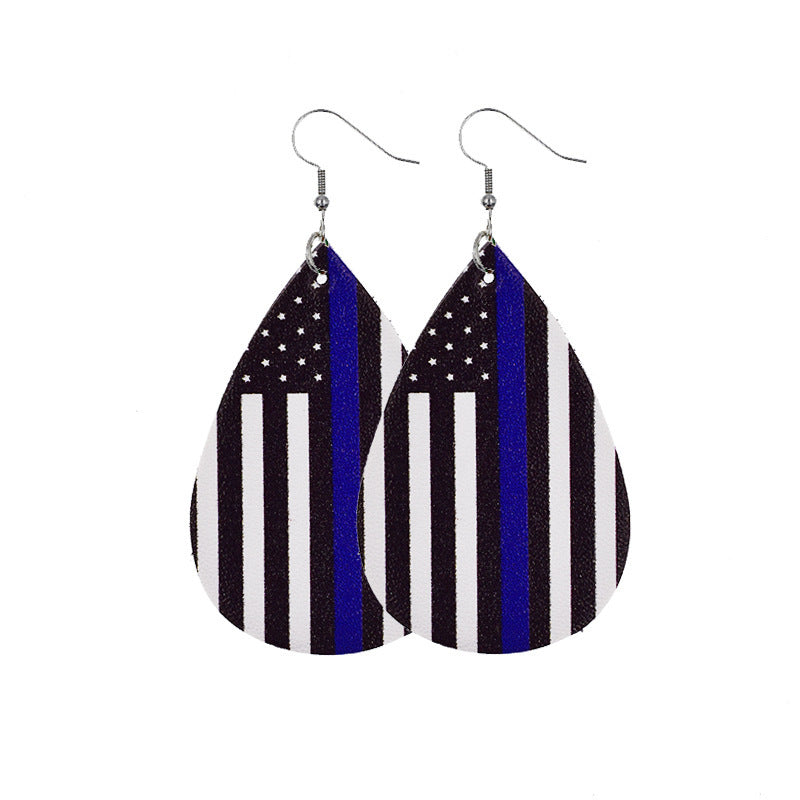 Independence Day Leather Earrings  AliExpress Hot Flag Leather Earrings Factory Direct Sales