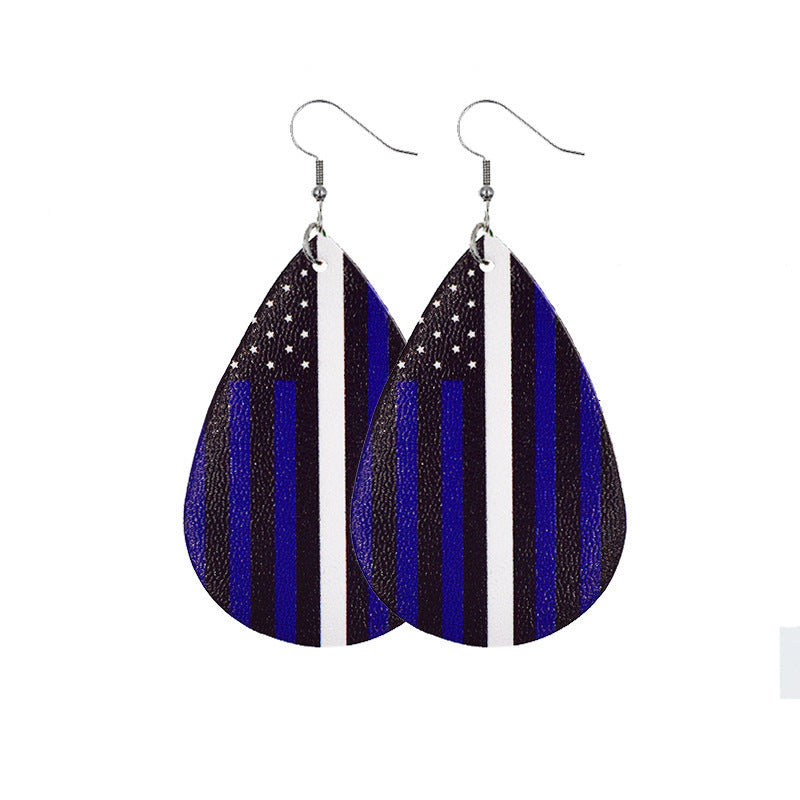 Independence Day Leather Earrings AliExpress Hot Flag Leather Earrings Factory Direct Sales