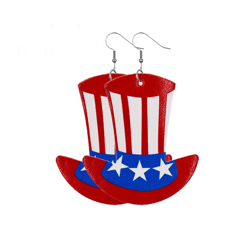 Independence Day Leather Earrings AliExpress Hot Flag Leather Earrings Factory Direct Sales