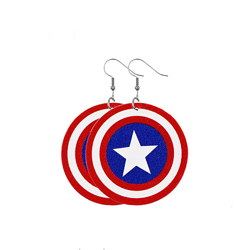 Independence Day Leather Earrings AliExpress Hot Flag Leather Earrings Factory Direct Sales