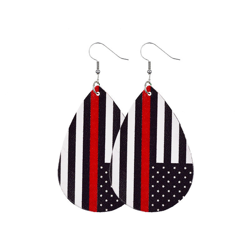 Independence Day Leather Earrings AliExpress Hot Flag Leather Earrings Factory Direct Sales