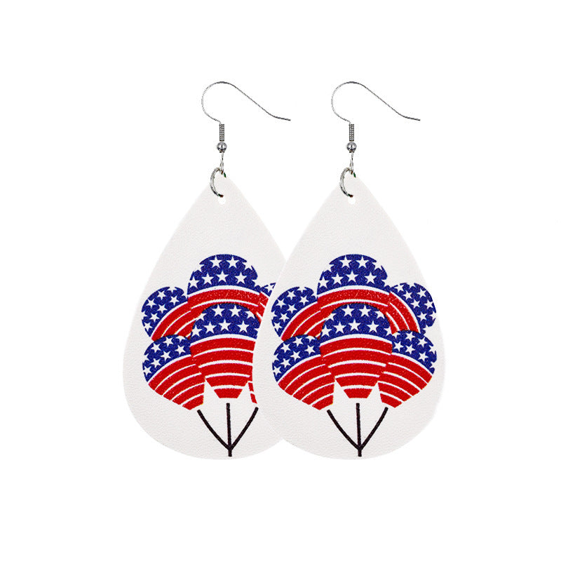 Independence Day Leather Earrings AliExpress Hot Flag Leather Earrings Factory Direct Sales