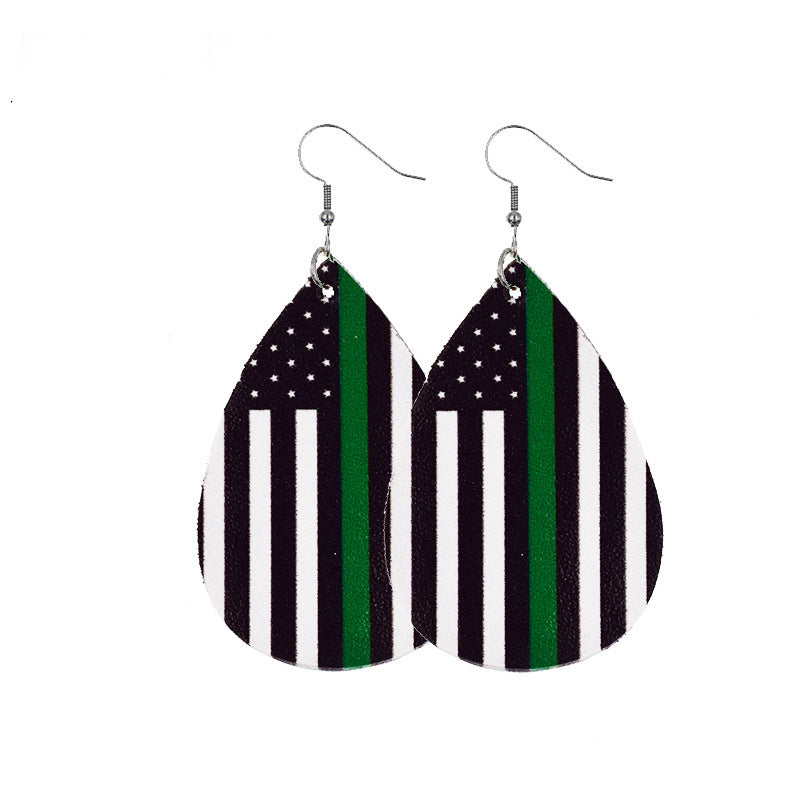 Independence Day Leather Earrings AliExpress Hot Flag Leather Earrings Factory Direct Sales