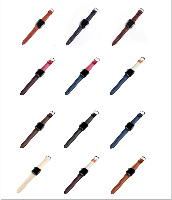 Compatible with Apple, First Layer Leather Strap Iwatch Pin Buckle Leather Strap Apple Leather Strap