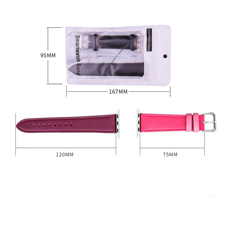Compatible with Apple, First Layer Leather Strap Iwatch Pin Buckle Leather Strap Apple Leather Strap