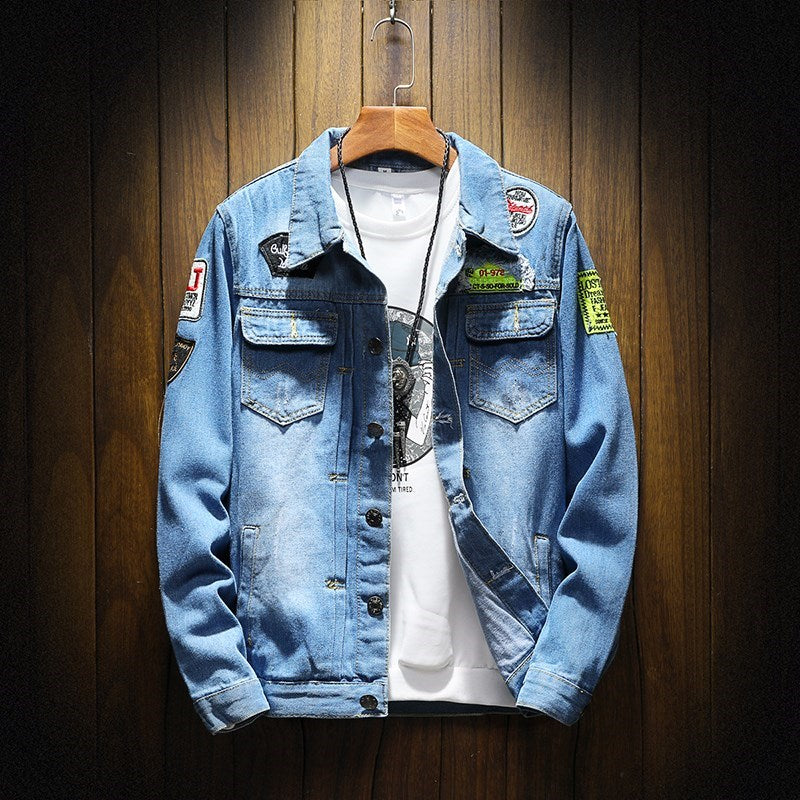 Large size denim jacket new men&