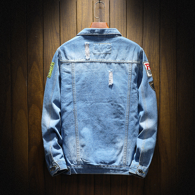 Large size denim jacket new men&
