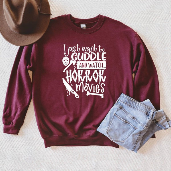 Cuddle And Watch Horror Movies Graphic Sweatshirt
