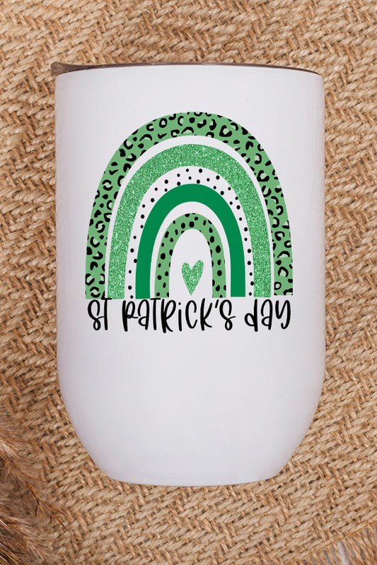 St Patricks Day Green Rainbow Irish Wine Tumbler