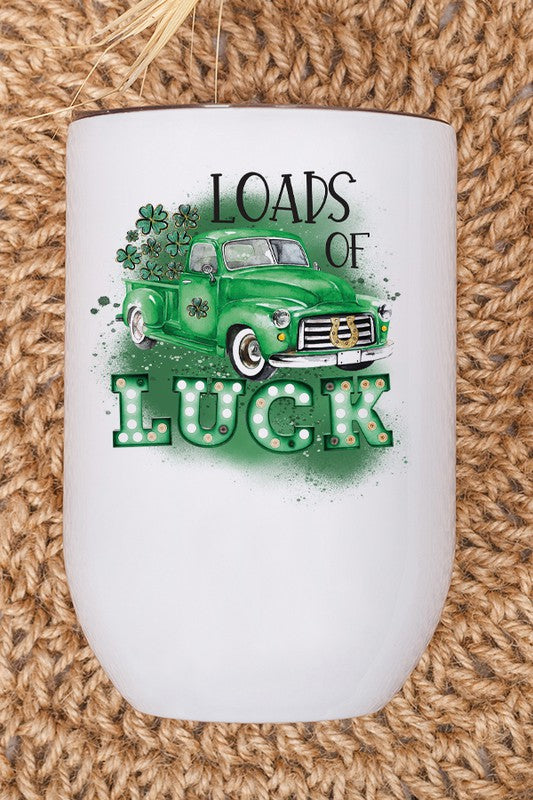 St Patricks Day Loads of Love Truck Green Wine Cup
