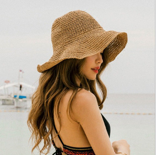 Summer Outing Sunscreen Hat for Women with Foldable Straw Hats Holiday Cool Hat Beach Hat