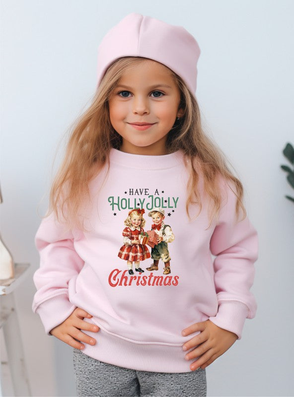 Retro Holly Jolly Kids Christmas Toddler Graphic
