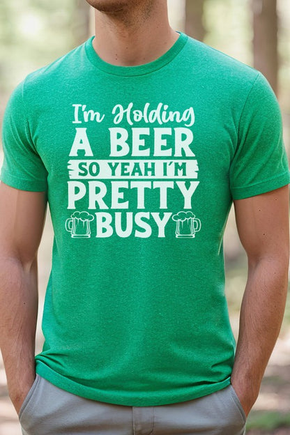 St Patricks Day Holding a Beer Mens Tee