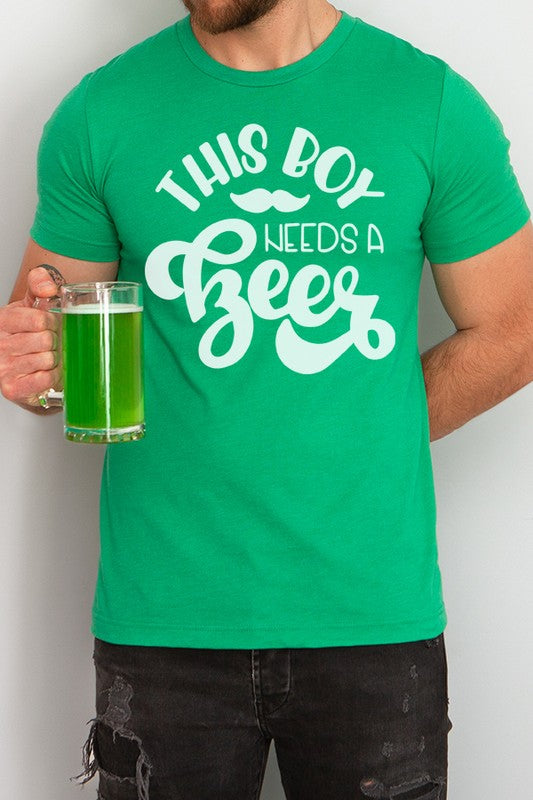 St Patricks Day This Boy Need a Beer Mens Tee