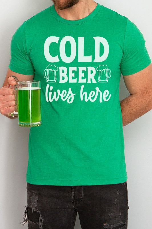 St Patricks Day Cold Beer Lives Here Mens Tee