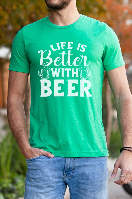 St Patricks Day Life Better With Beer Mens Tee