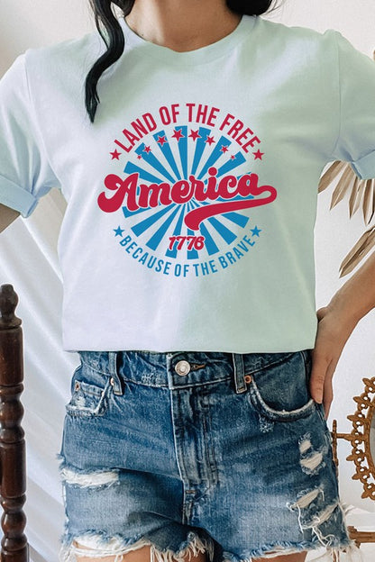 America Land Of The Free Of The Brave Graphic Tee