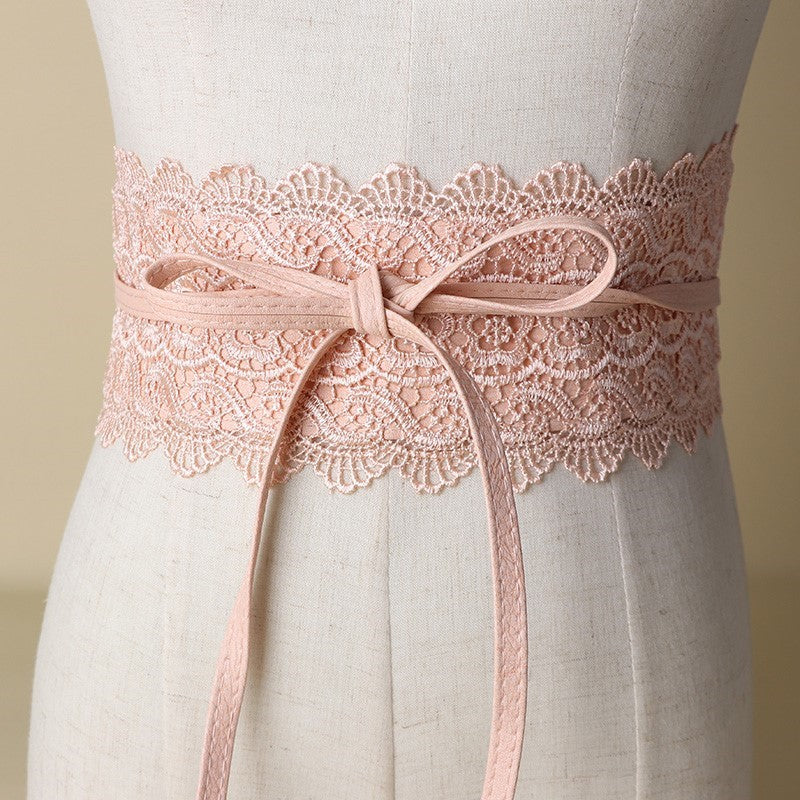 Lace Belt Dress Wide Waist Seal Black Women&