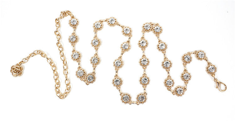 Metallic Belt Gold Diamond Women