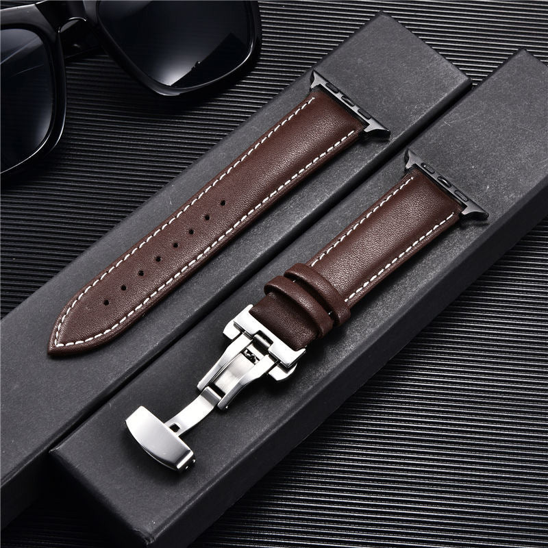Suitable For Watch First Layer Leather Butterfly Buckle Strap