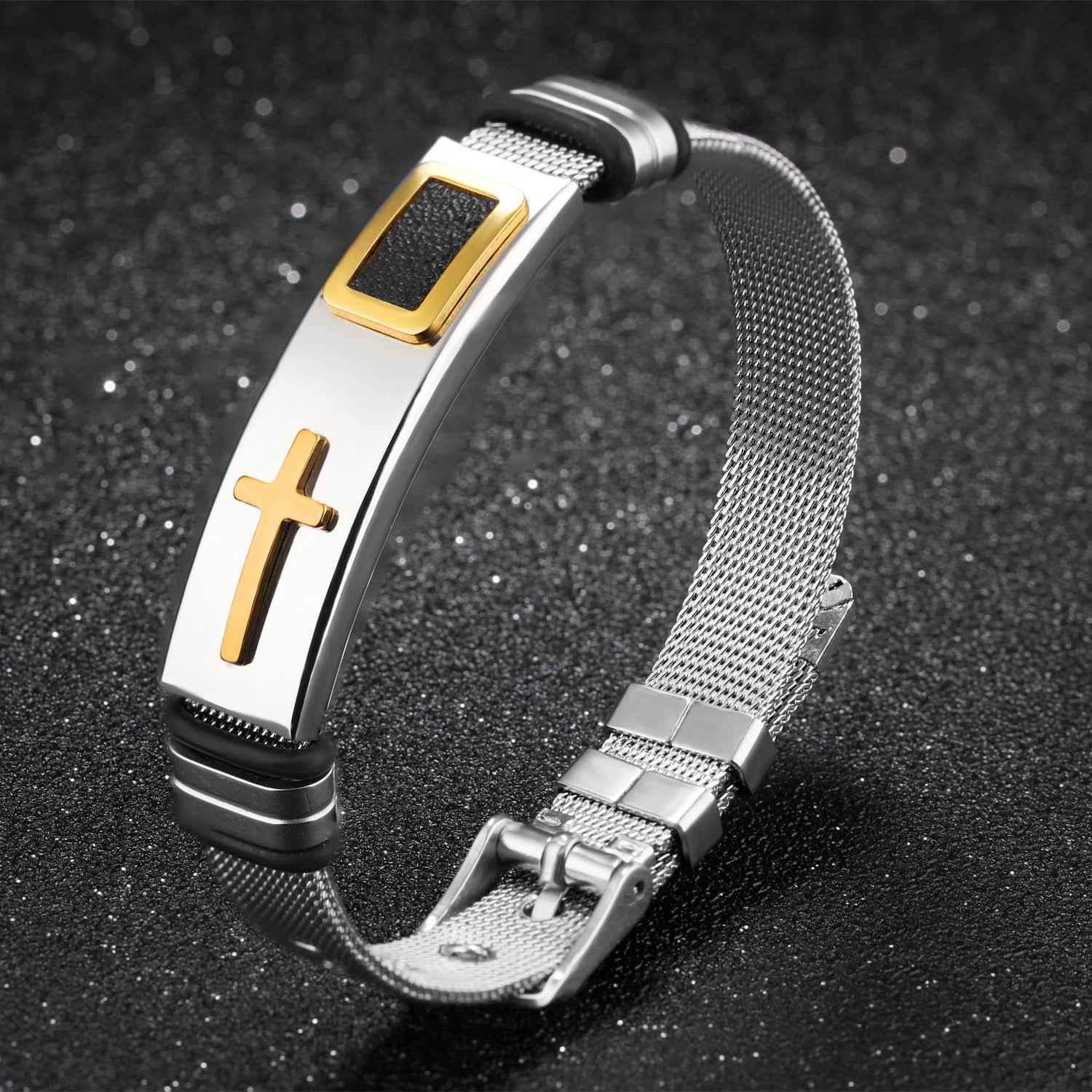 Steel mesh bracelet bracelet Bracelet gold cross titanium steel men&