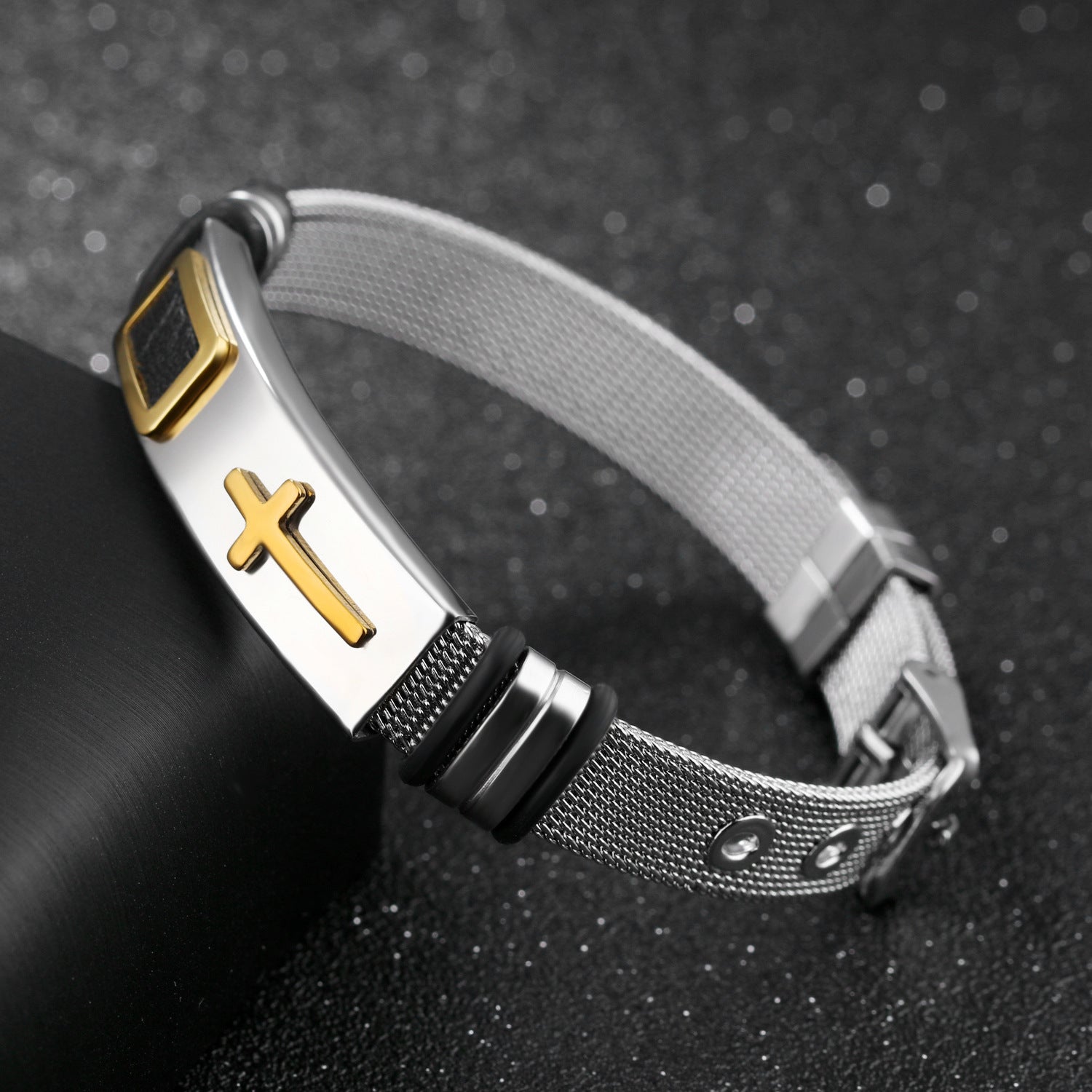 Steel mesh bracelet bracelet Bracelet gold cross titanium steel men&