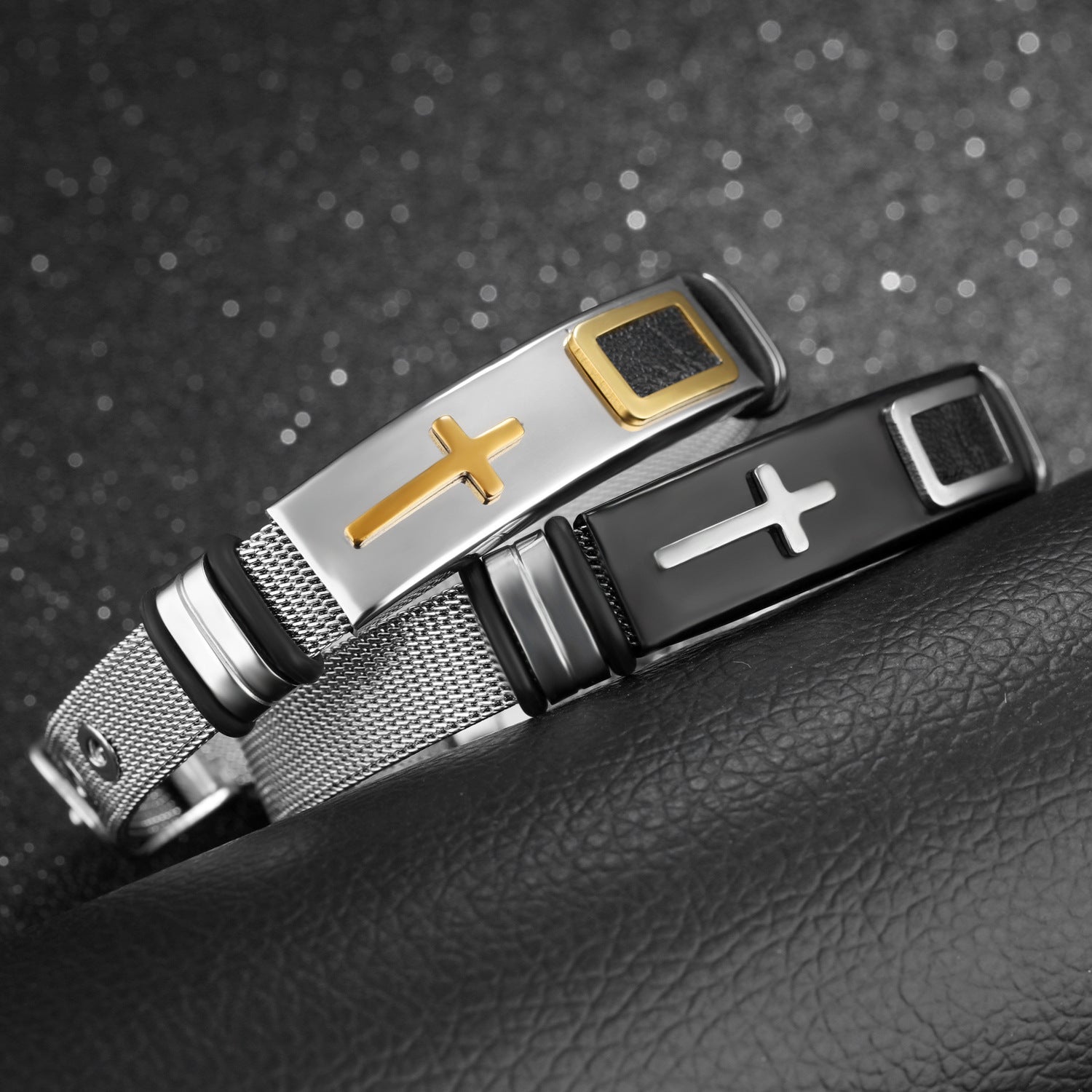 Steel mesh bracelet bracelet Bracelet gold cross titanium steel men&
