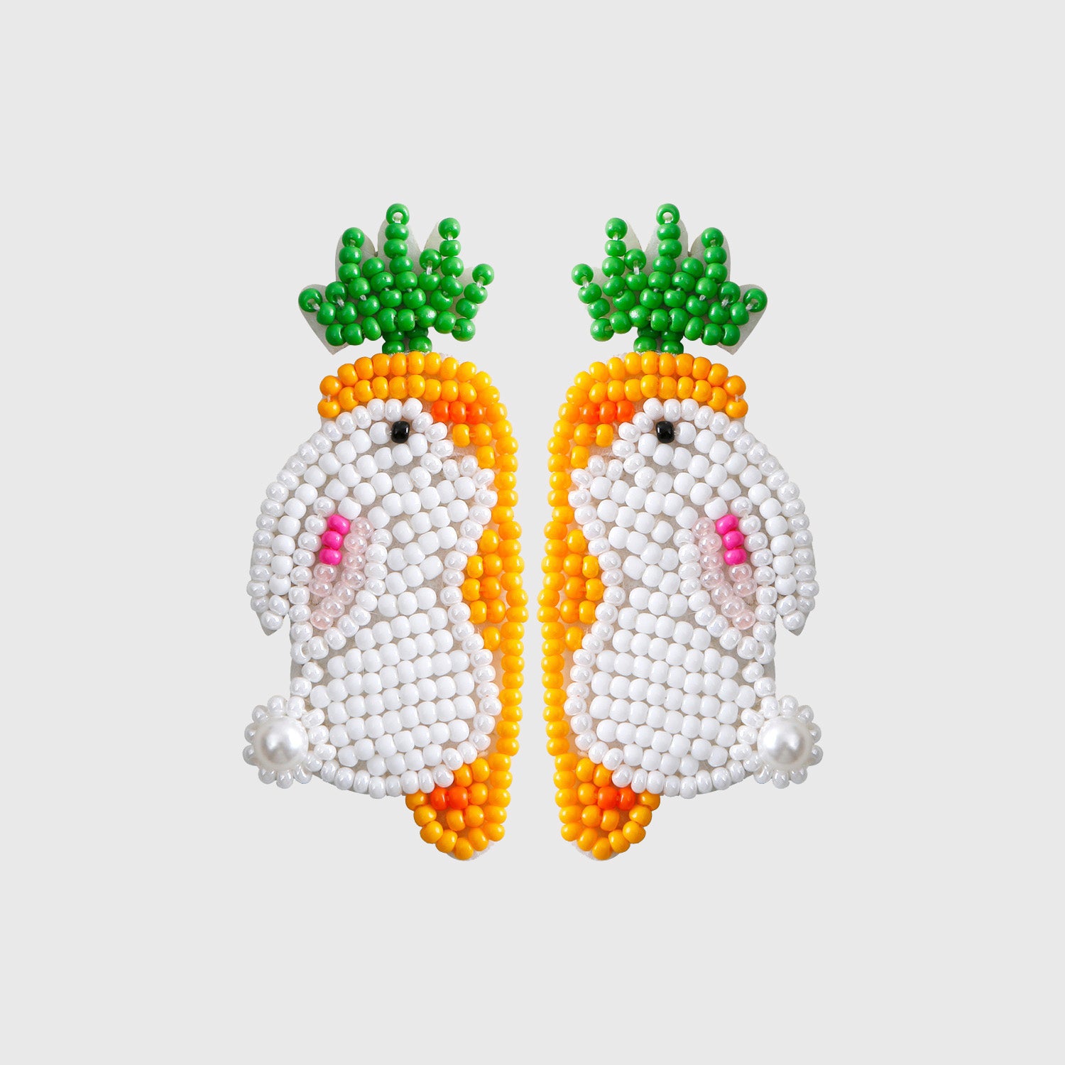 Stainless Steel Beaded Rabbit Earrings