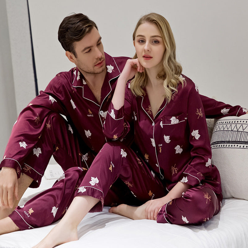 Luxury Spring And Autumn Couple Pajamas
