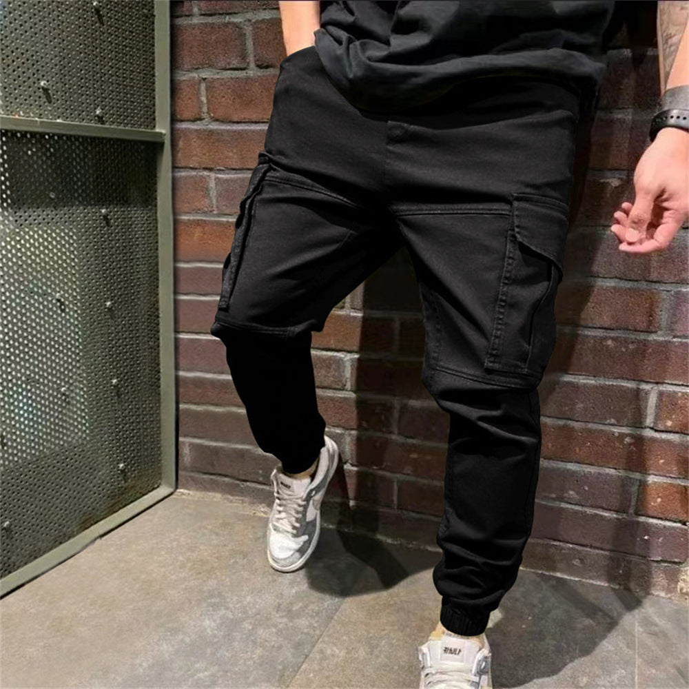 Mens Sports Pants With Pockets Casual Cargo Trousers