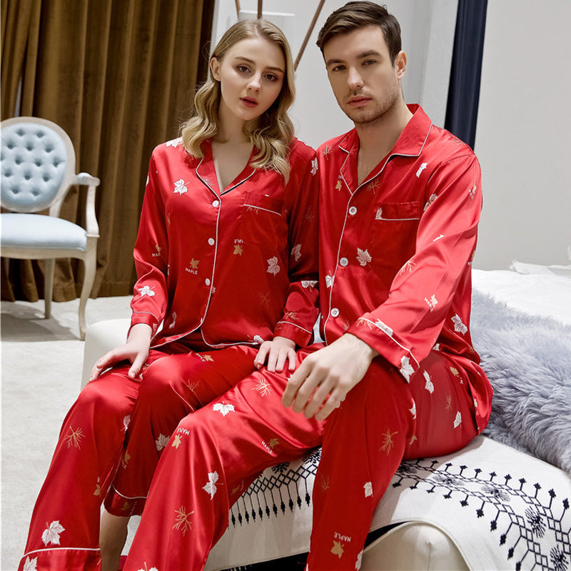 Luxury Spring And Autumn Couple Pajamas