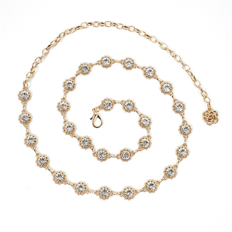 Metallic Belt Gold Diamond Women