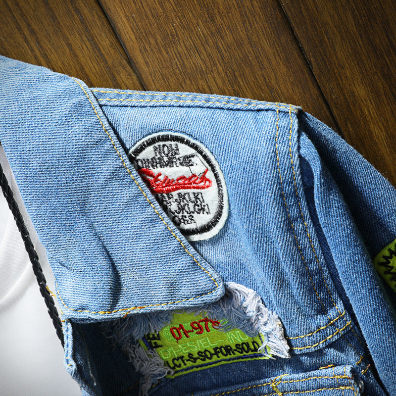 Large size denim jacket new men&